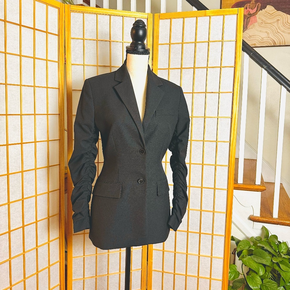 SOLD - Zara Blazer With  Ruching Sleeves